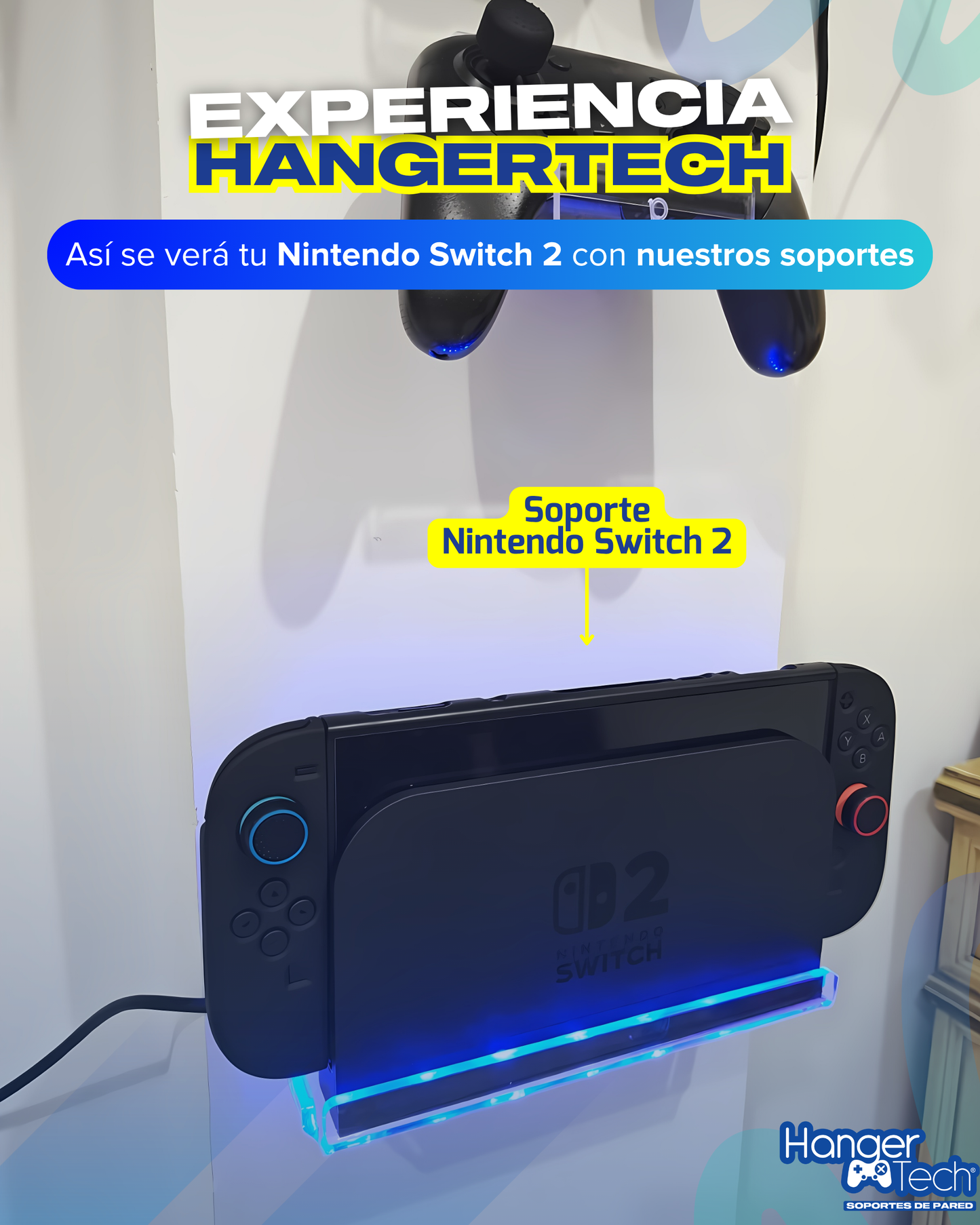 Combo soporte de pared Nintendo Switch 1 y 2